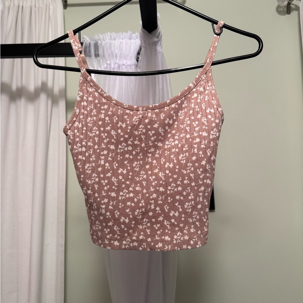 Brown floral tank top